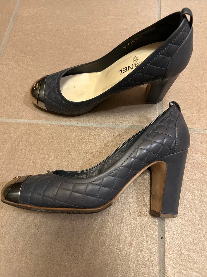 CHANEL ネイビー ハイヒール パンプス