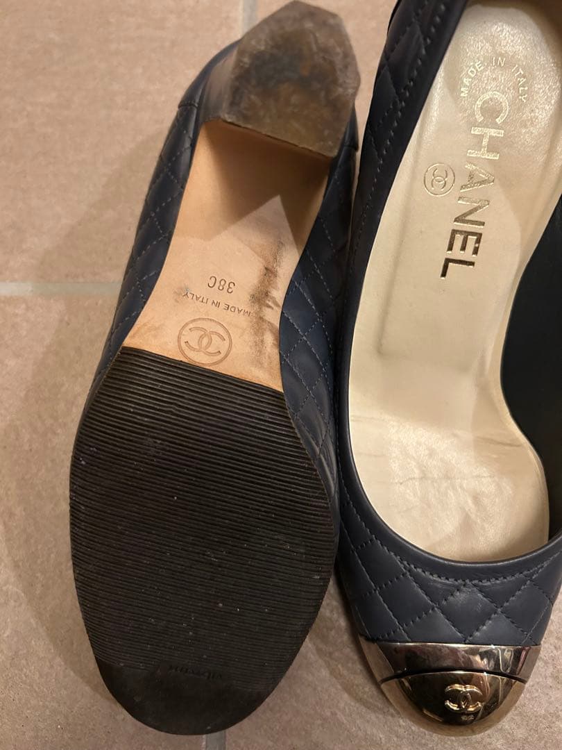 CHANEL ネイビー ハイヒール パンプス