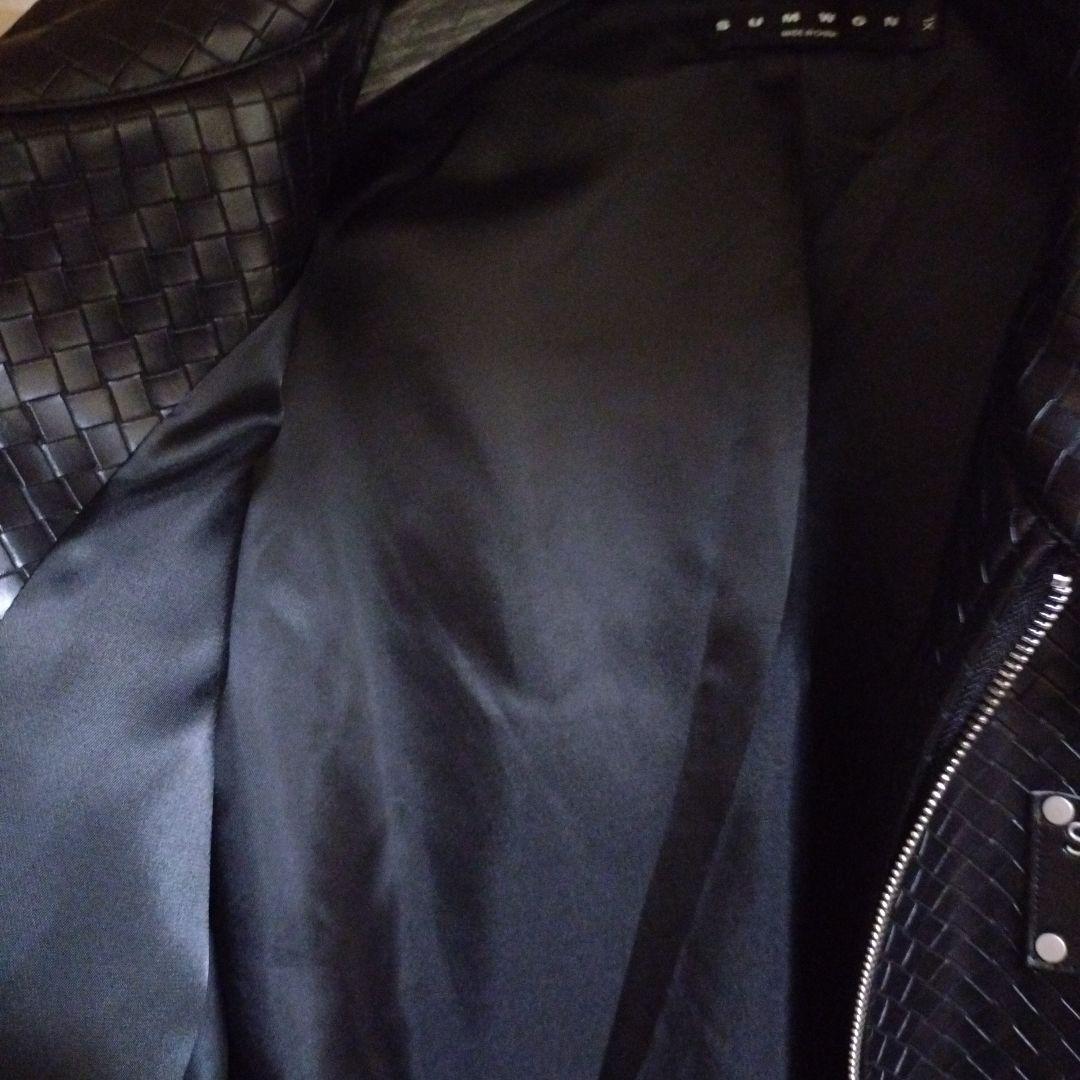 ウ*ク様 SUMWON# ブラック#レザー#ライダースジャケット#革編み込み仕上