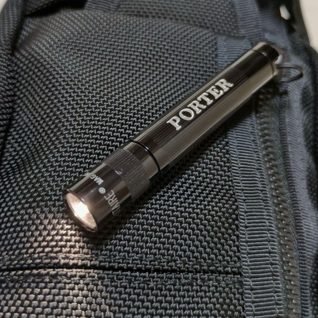 【新品同様】PORTER　HEAT　ウエストバッグ　S　黒　マグライト付き　人気