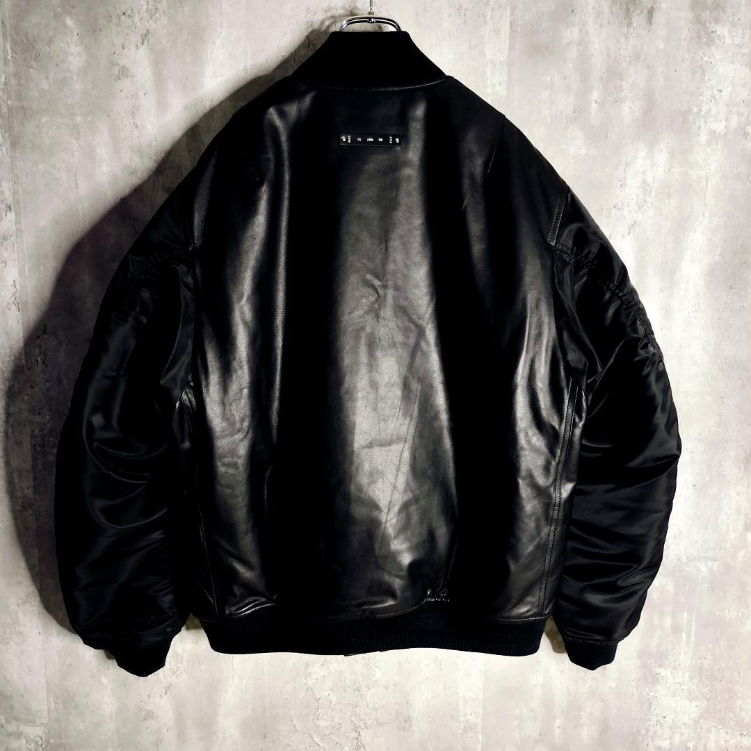 新品タグ★クライミー 羊革 ナイロン切替 MA-1 レザーボンバージャケット L