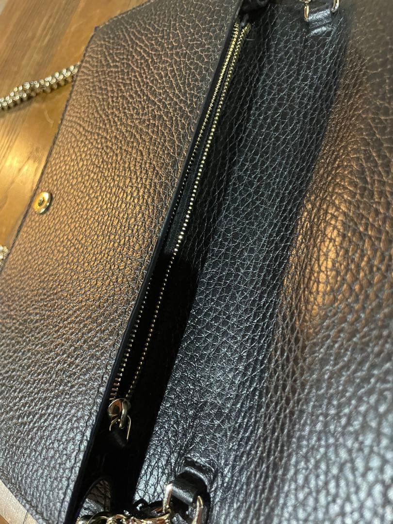 黒レザー長財布 チェーン付き