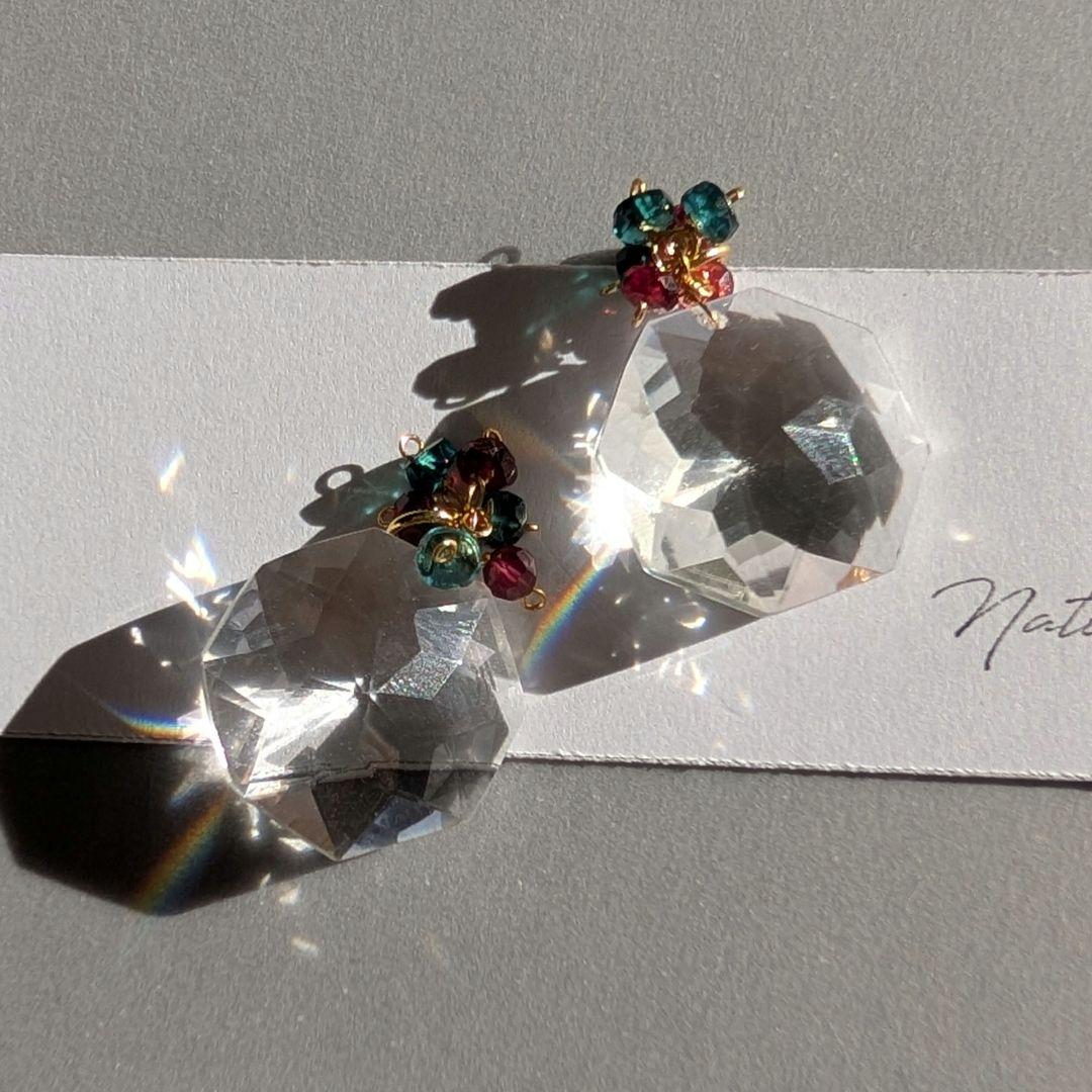 アイリスアゲート オパール ピアス