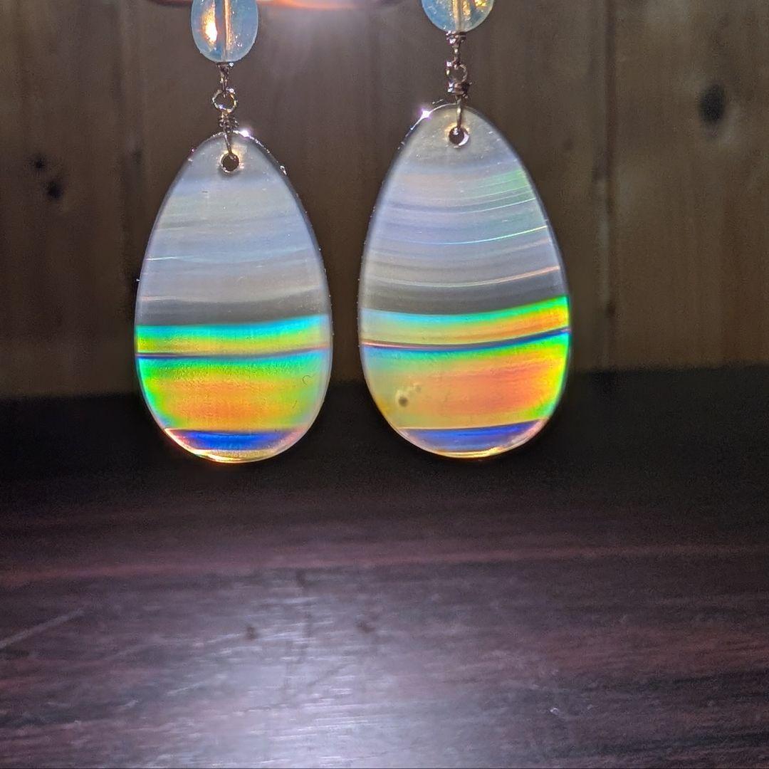 アイリスアゲート オパール ピアス