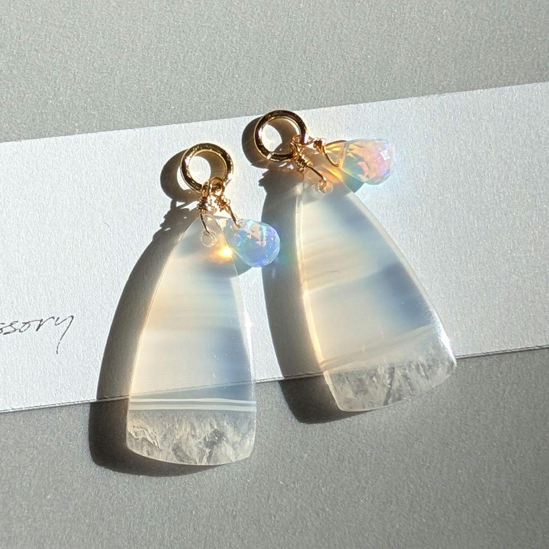 アイリスアゲート オパール ピアス