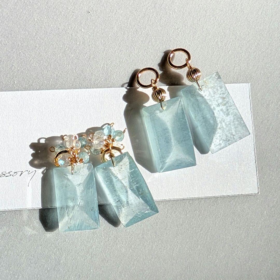 アイリスアゲート オパール ピアス