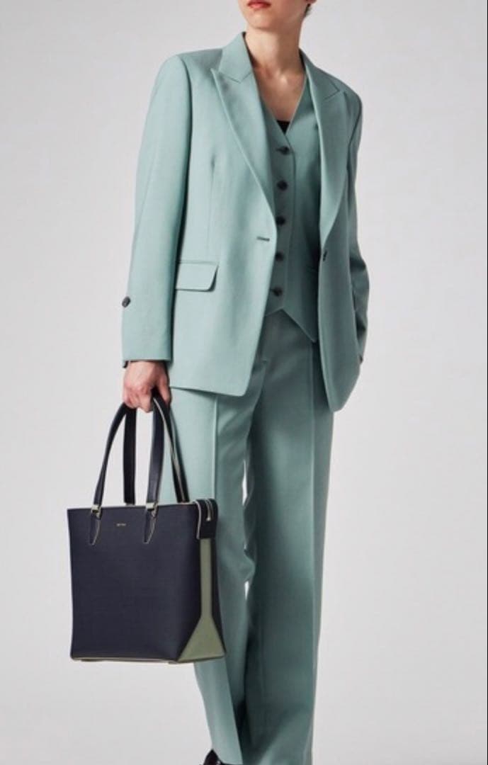 Paul Smith カラーブロックレザー トートバッグ バイカラー　ネイビー