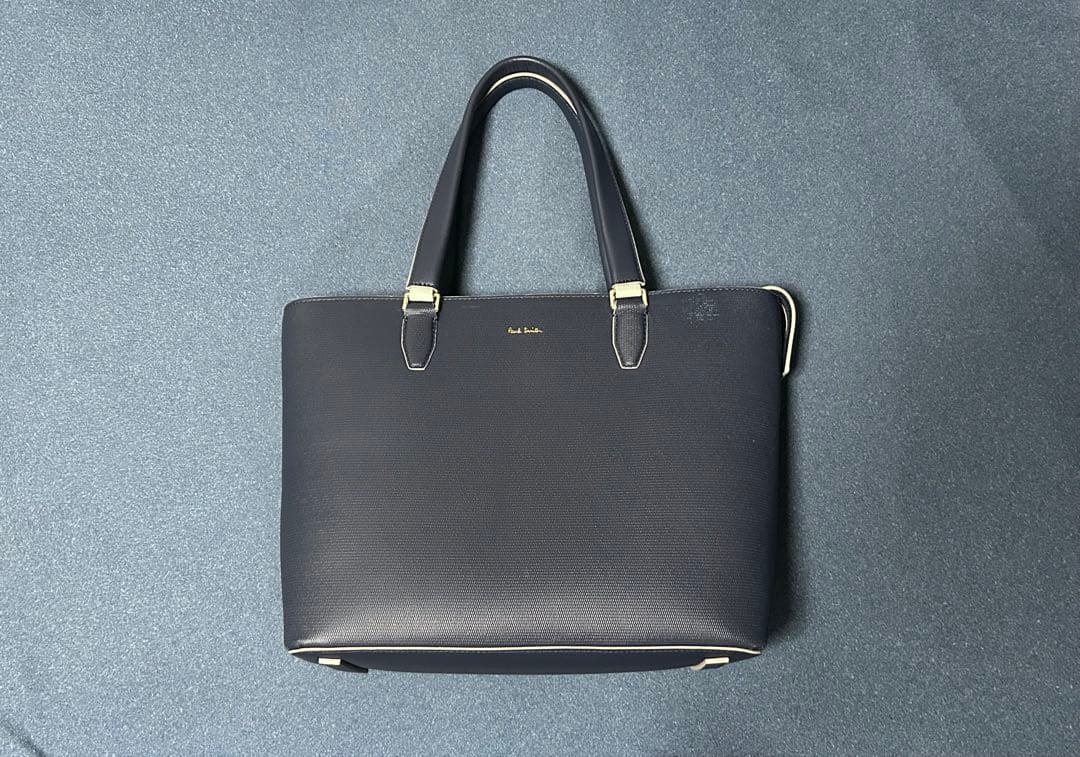 Paul Smith カラーブロックレザー トートバッグ バイカラー　ネイビー