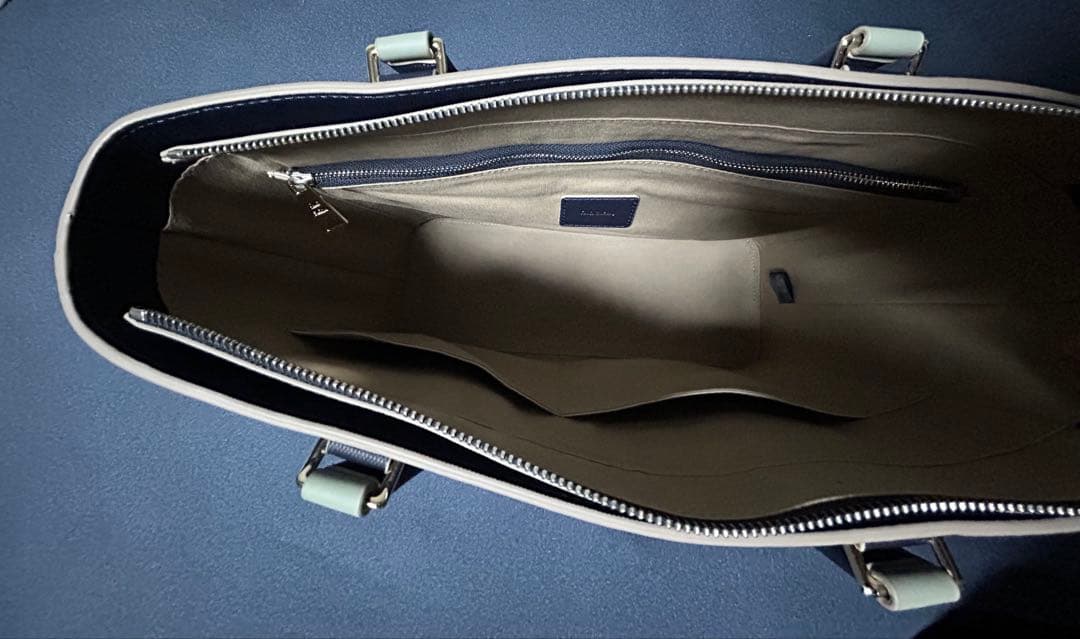 Paul Smith カラーブロックレザー トートバッグ バイカラー　ネイビー