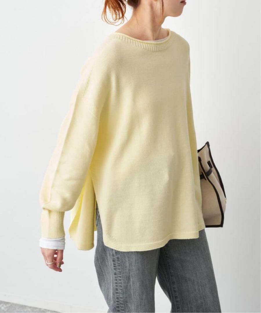 今期　バルキーヤーンルーズボートネックニット　スピック＆スパン