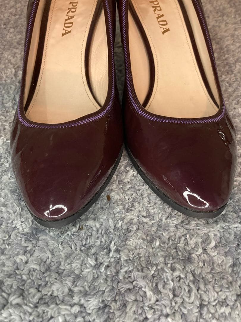 PRADA プラダ パンプス 38 ボルドー エナメル イタリア製 美脚 上品