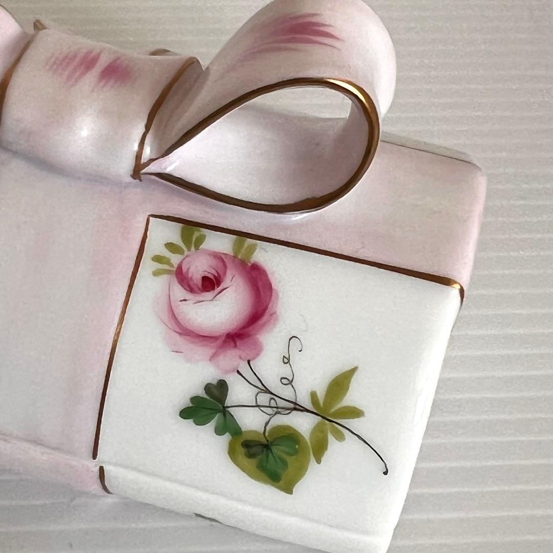 ヘレンド ウィーンの薔薇 ピンク リボンボックス 小物入れ