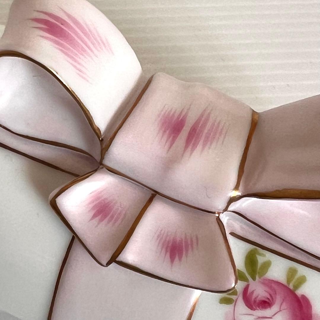 ヘレンド ウィーンの薔薇 ピンク リボンボックス 小物入れ