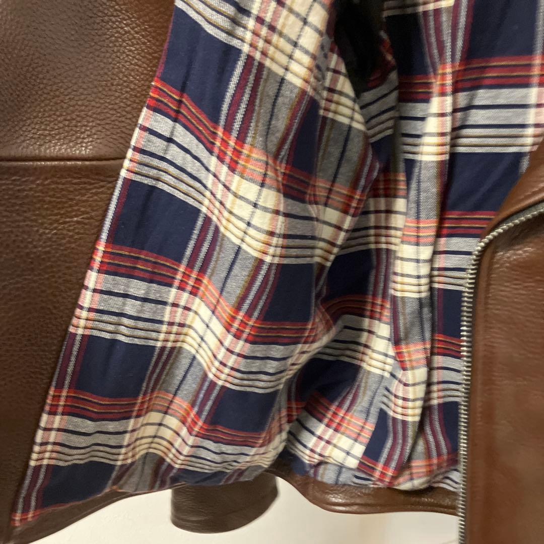 極美品　FORTIME ブラウン レザーダブルライダースジャケット2XL