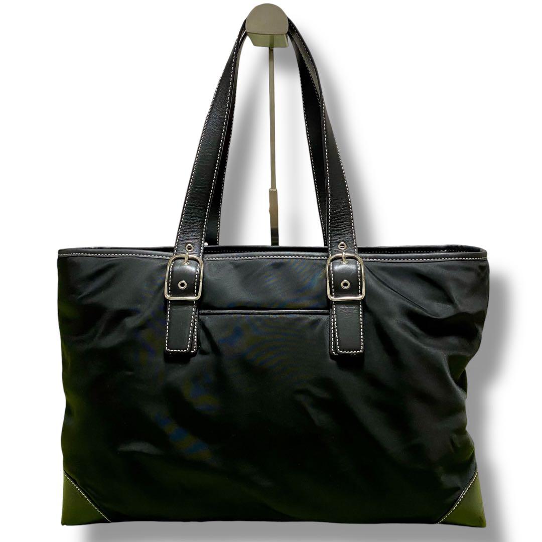 COACHコーチ トートバッグ　ナイロンレザー　ビジネス使用可能　ブラック　黒