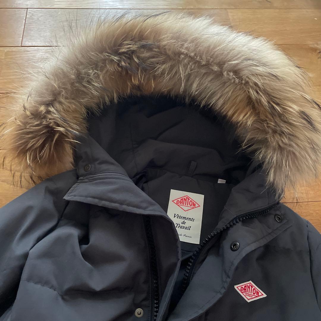【美品】DANTON ダウンコート　34 グレー　ファー着脱可