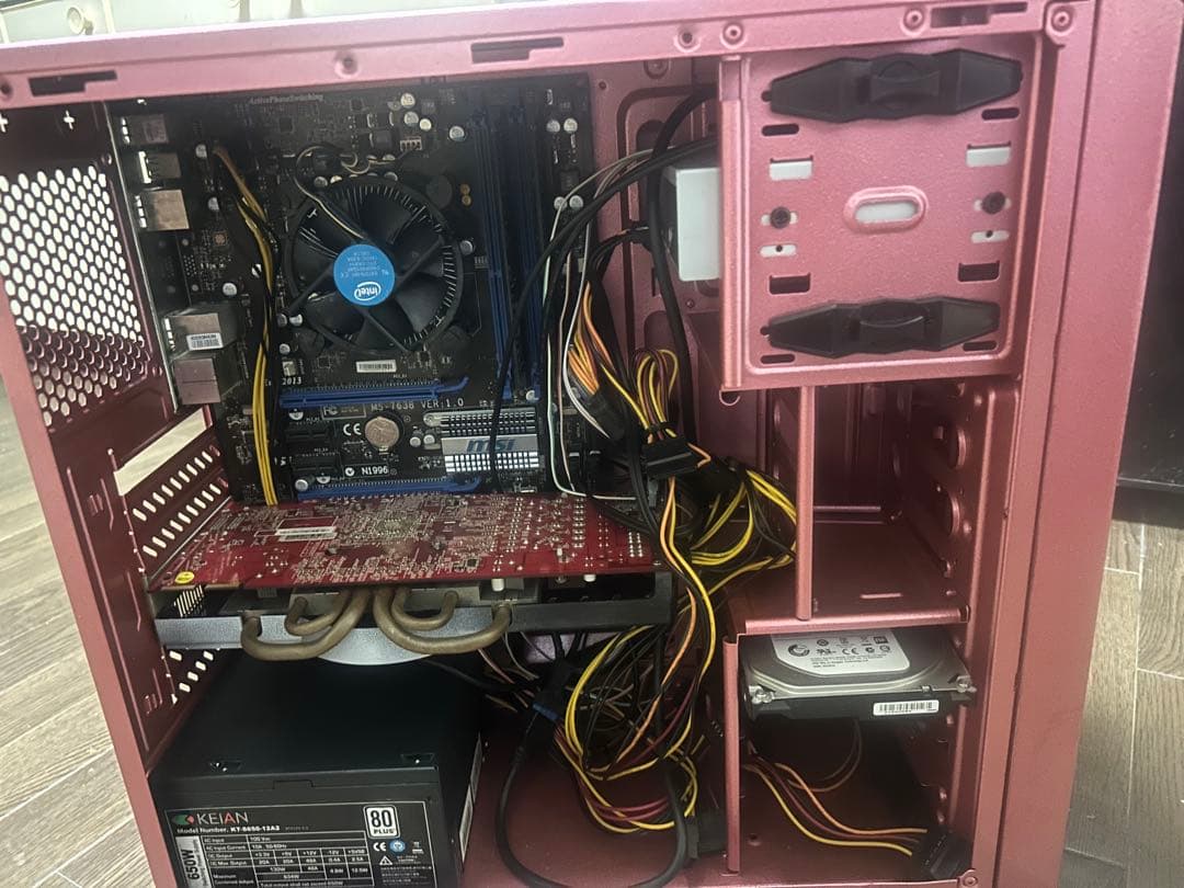 自作PC メタリックピンク ウレタン塗装ケース