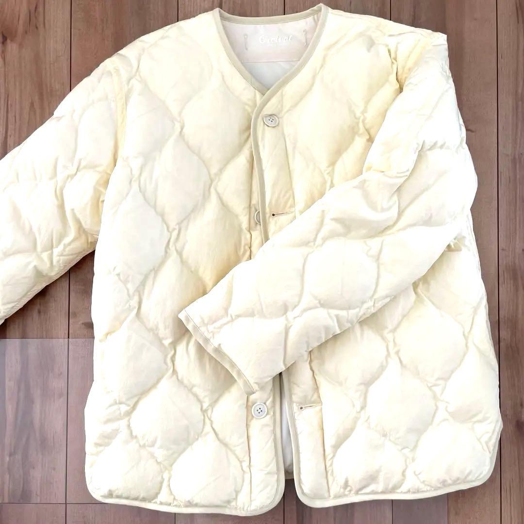 D*ん様 オーシバル リモンタナイロン ノーカラーダウンジャケット