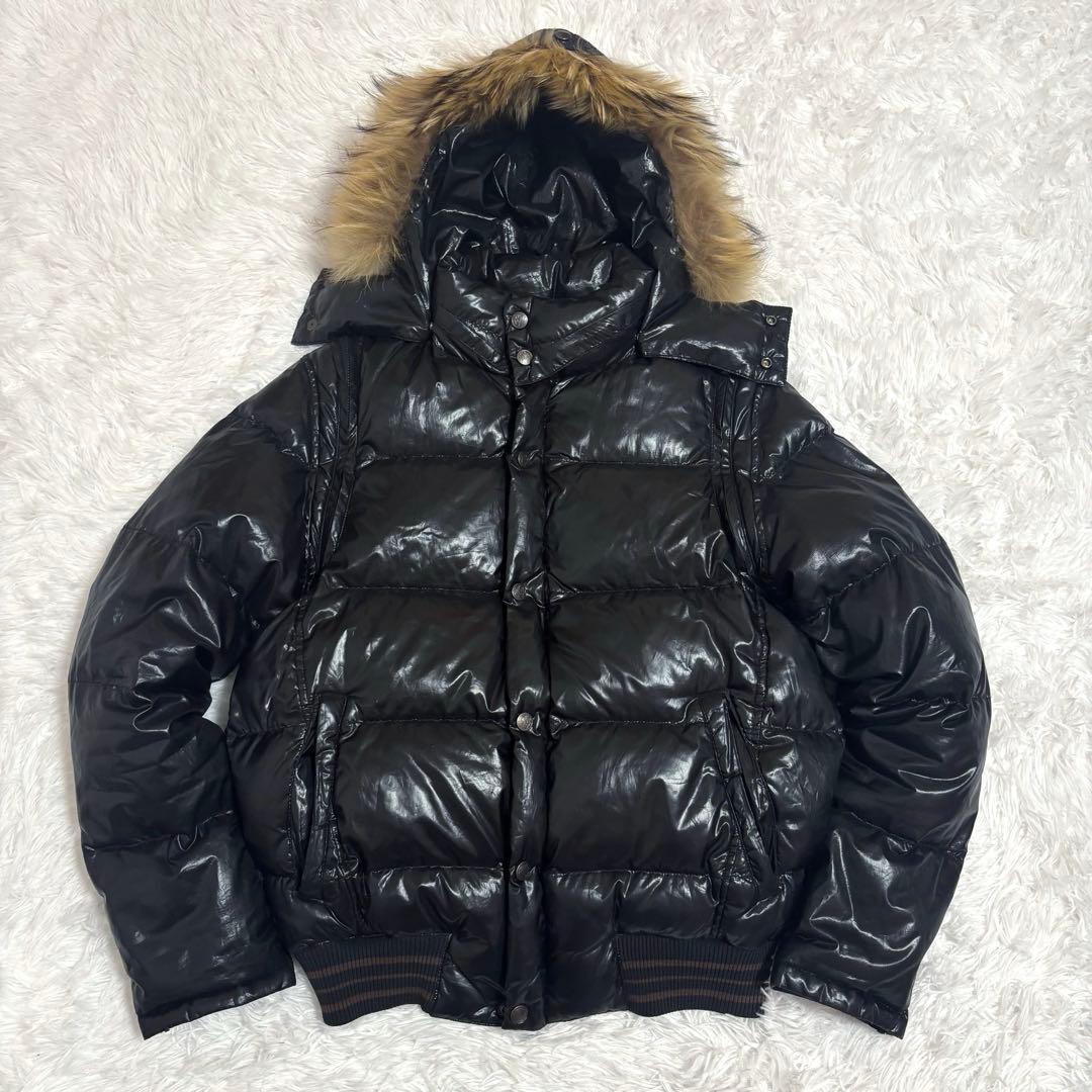 y2k 00s fur down jacket grunge 平成　光沢　お兄系