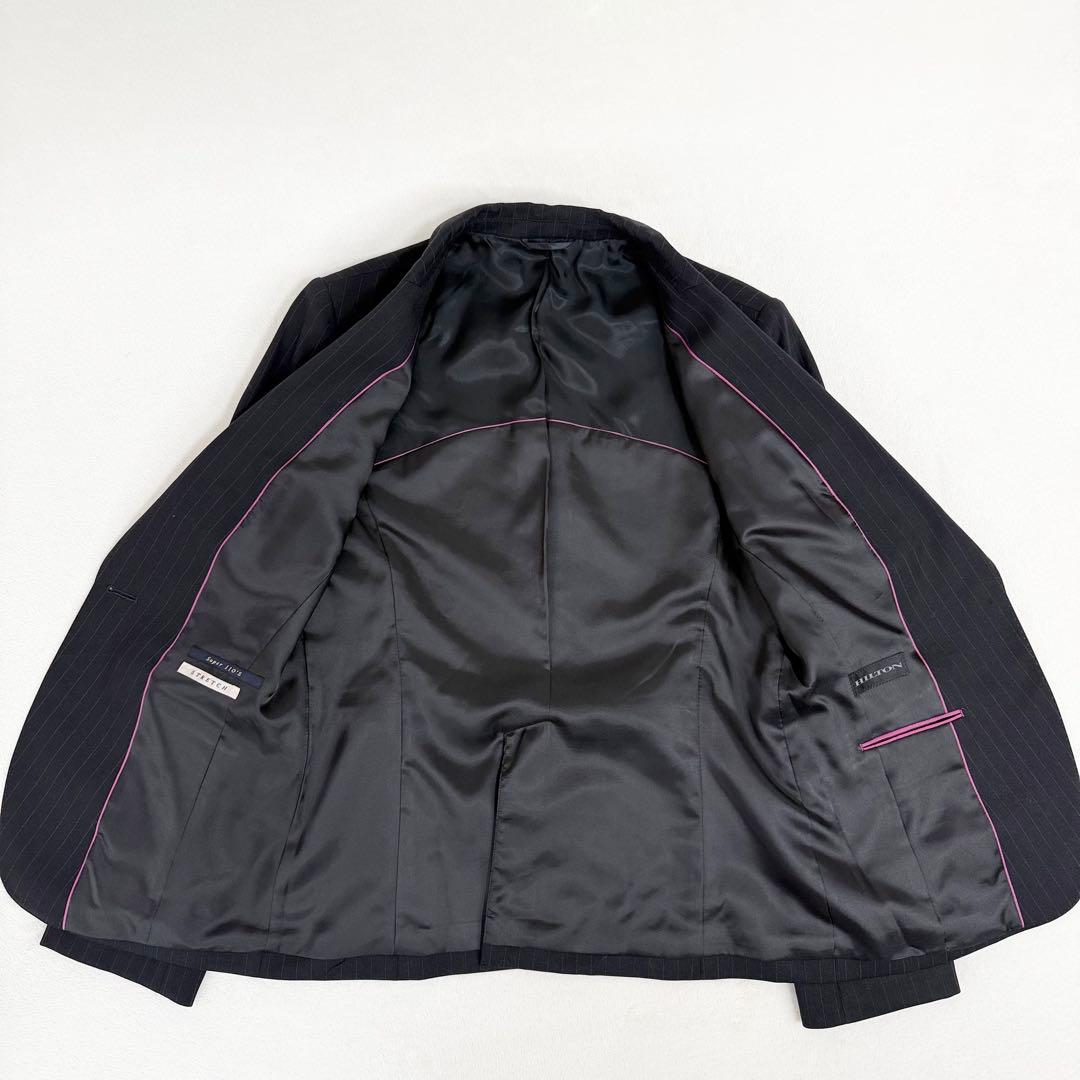 【美品】HILTON セットアップ パンツ スーツ ブラック 11号 ウール