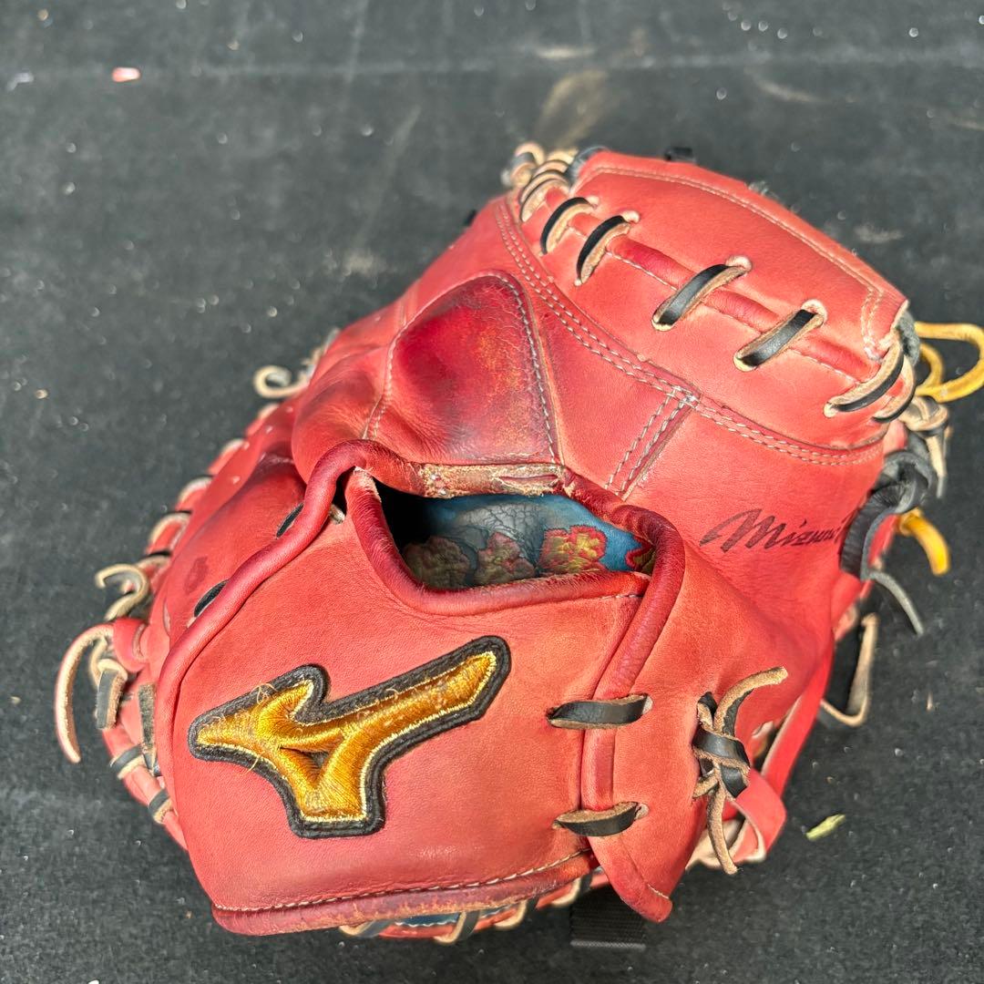 【送料無料】硬式グローブ　ミズノ　キャッチャーミット　レッド　軟式グローブ　赤