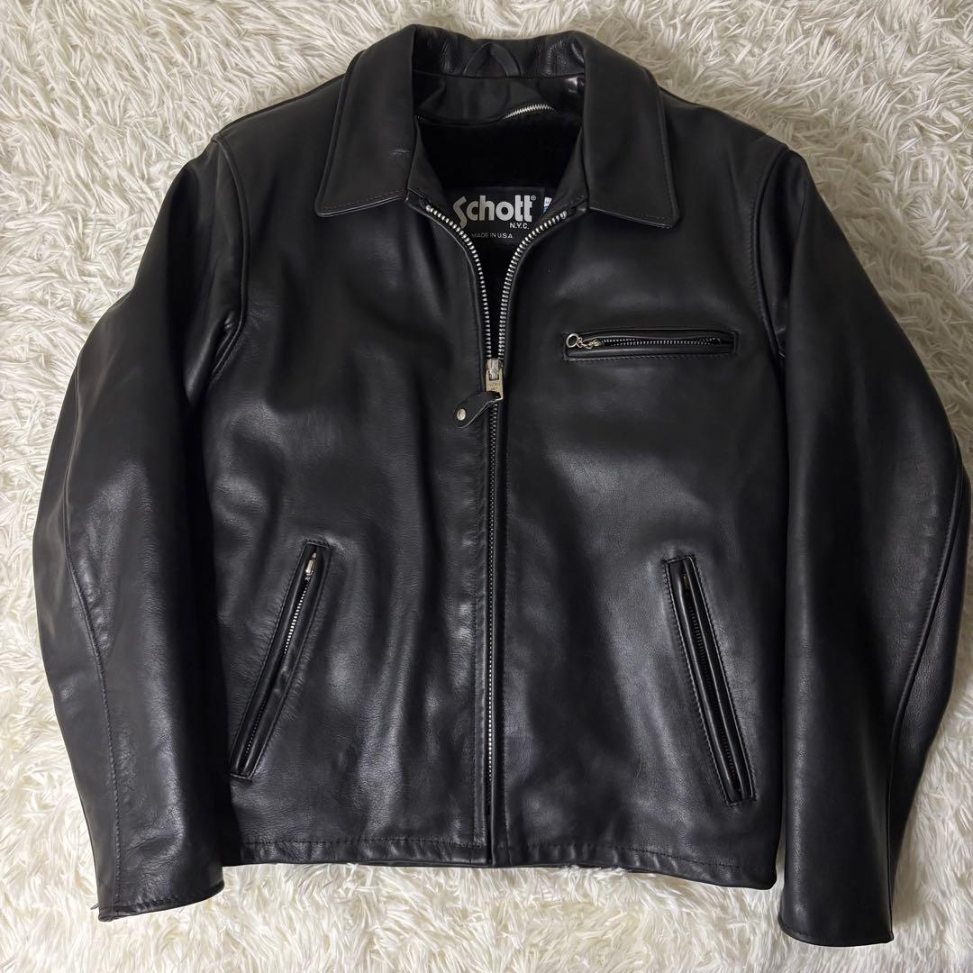 美品✨Schott USA製 シングルライダース フルボア 硬革 38