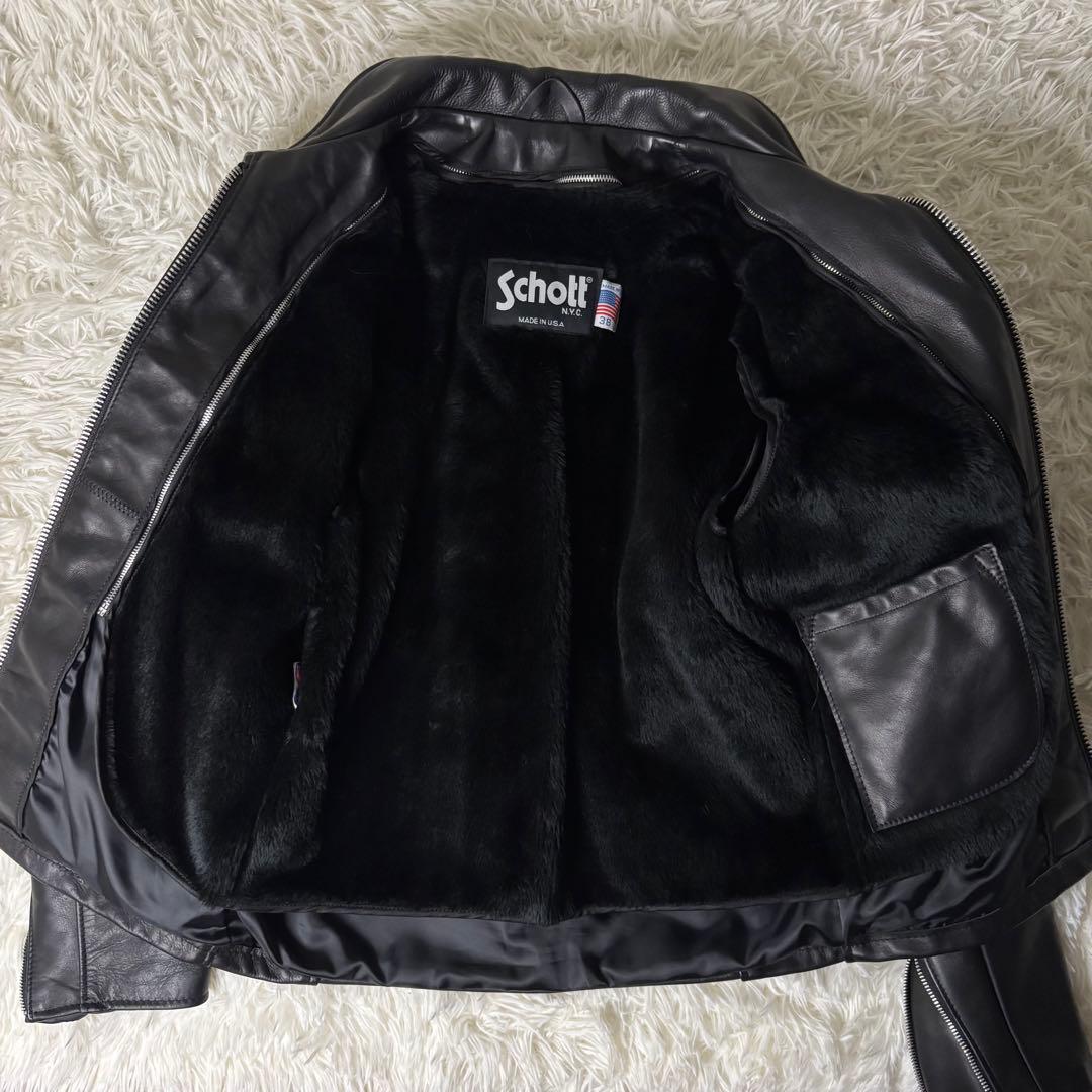 美品✨Schott USA製 シングルライダース フルボア 硬革 38