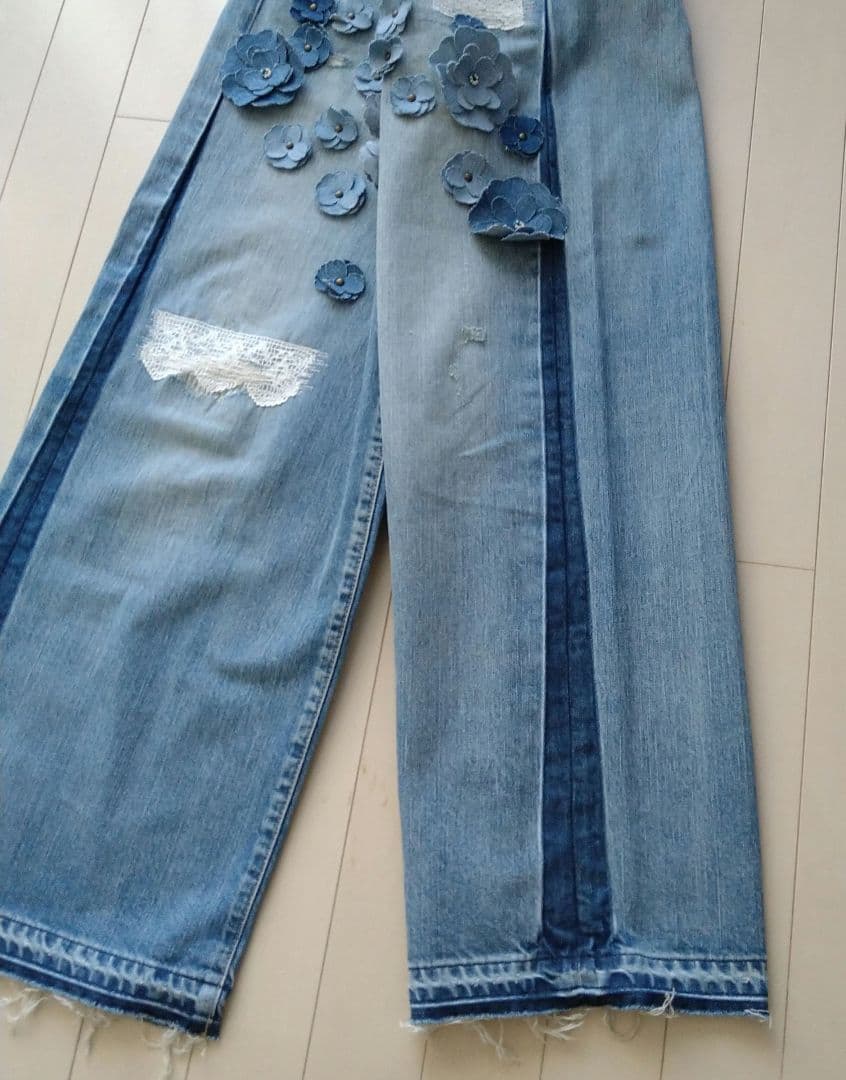 ★45R★ライ麦デニムのバチ比女　遖あっぱれ加工（フルール・清）29インチ
