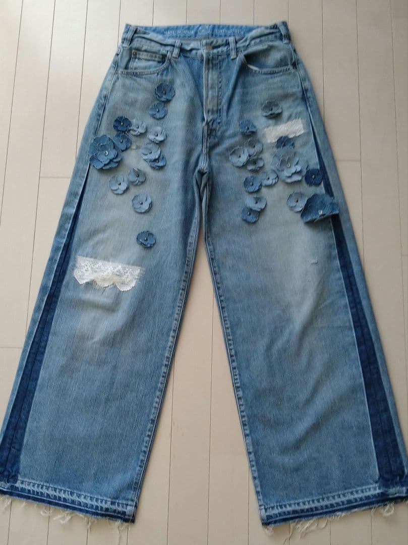 ★45R★ライ麦デニムのバチ比女　遖あっぱれ加工（フルール・清）29インチ