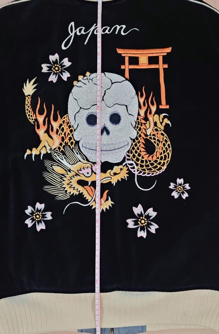 フェローズ　Fellows　黒 ベロア　別珍　ドクロ　ベルベット　 スカジャン