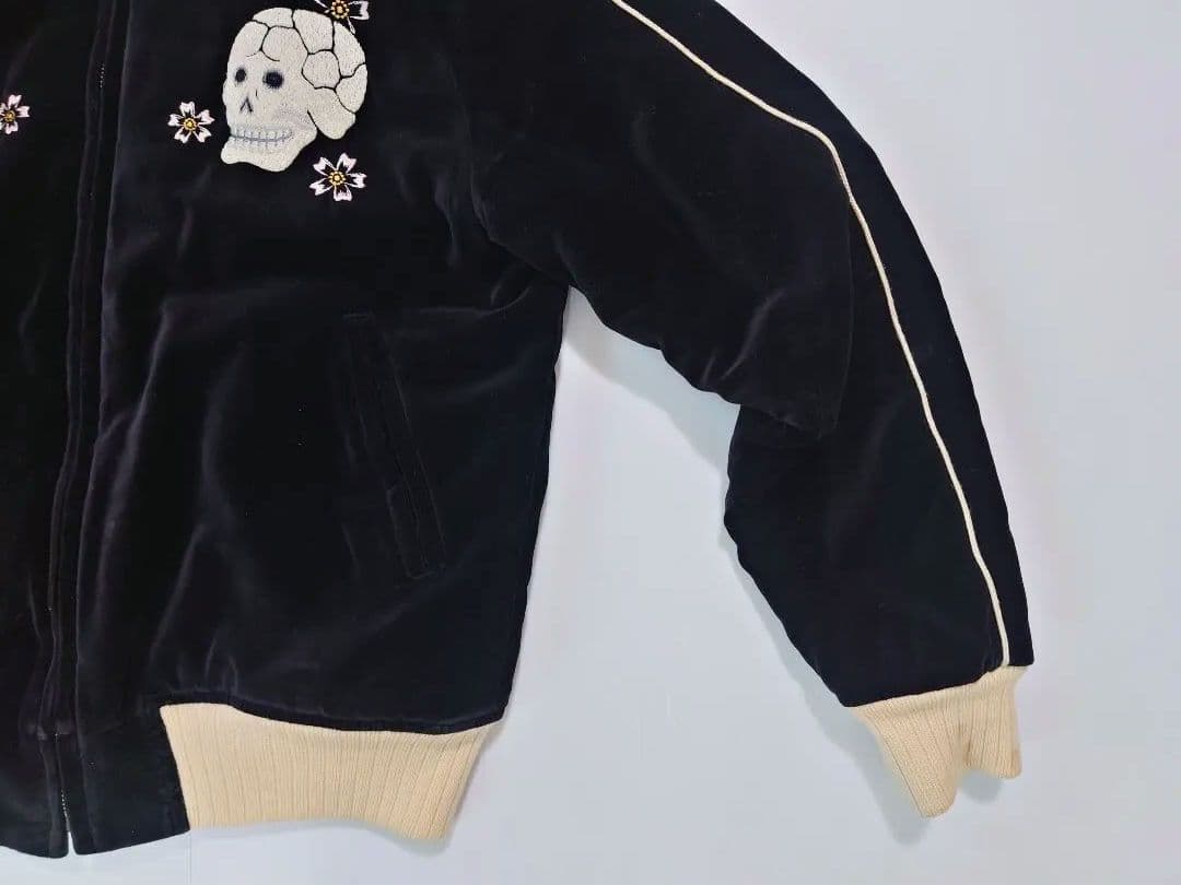 フェローズ　Fellows　黒 ベロア　別珍　ドクロ　ベルベット　 スカジャン