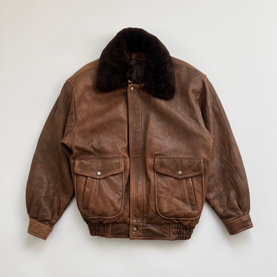 ジャケット・アウター Sheepskin A-2 Style Flight Jacket Brown