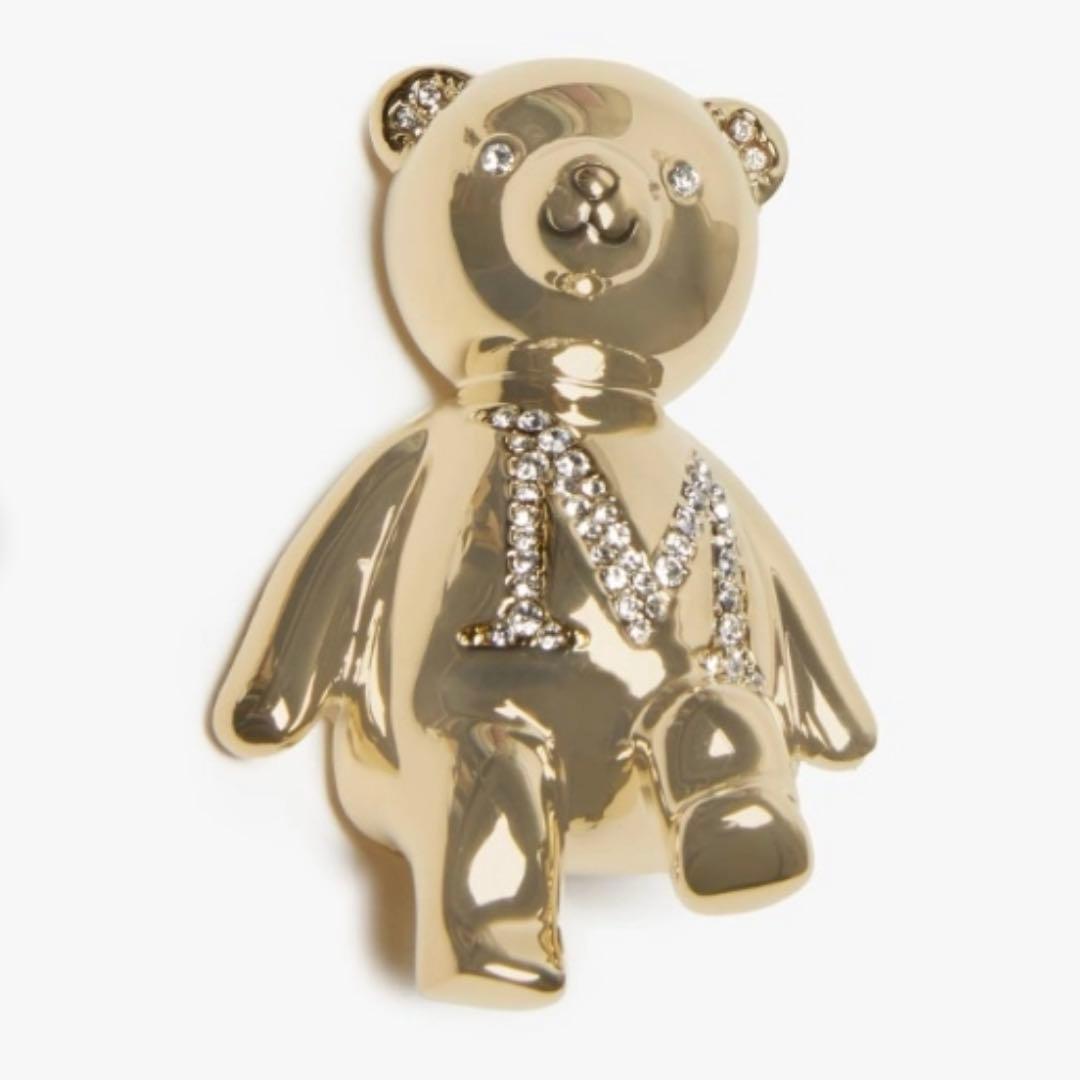 新品 MaxMara SHINYメタルテディブローチ White