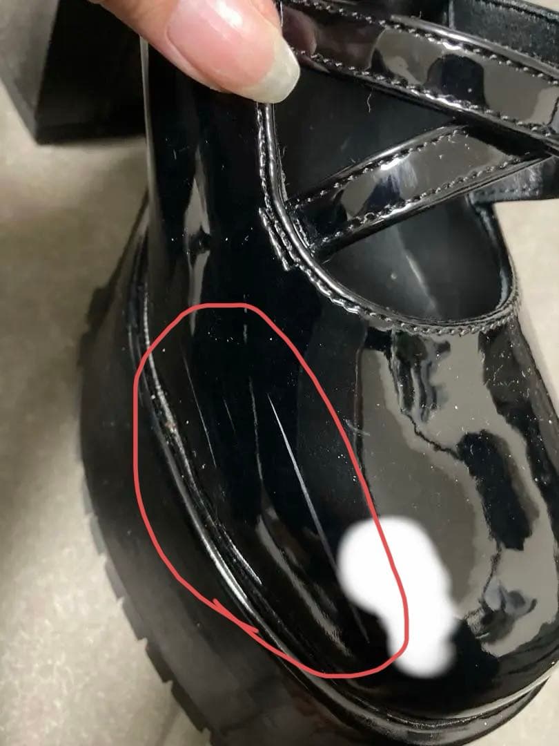 pium 3wayドーリークロスパンプス　ブラックエナメル　Mサイズ