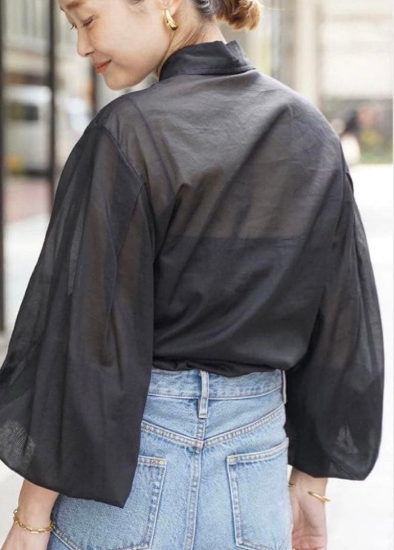 DeuxiemeClasse シースルーバルーンスリーブシャツ ブラック