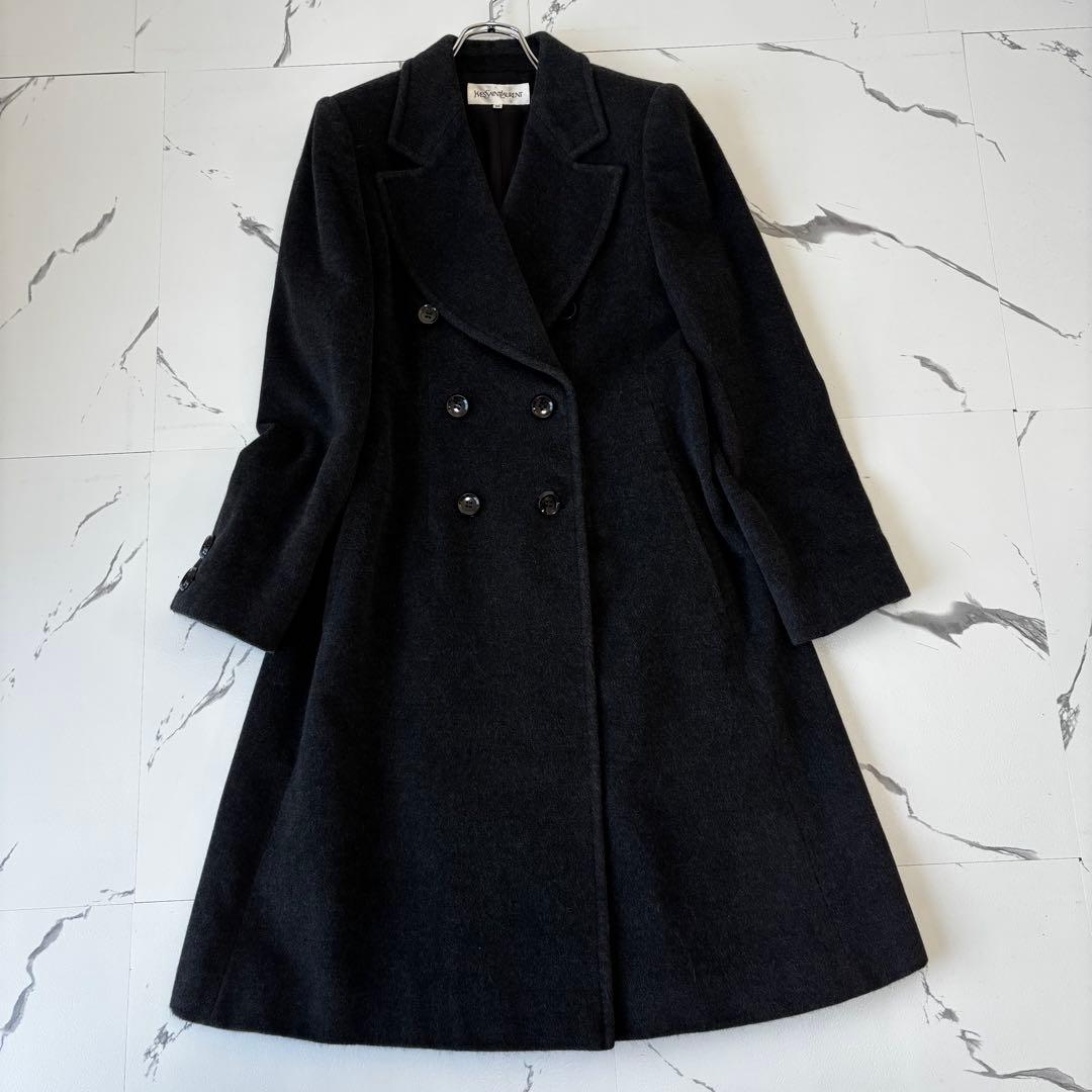 YVES SAINT LAURENT✨未使用級アンゴラ　ダブルチェスターコート