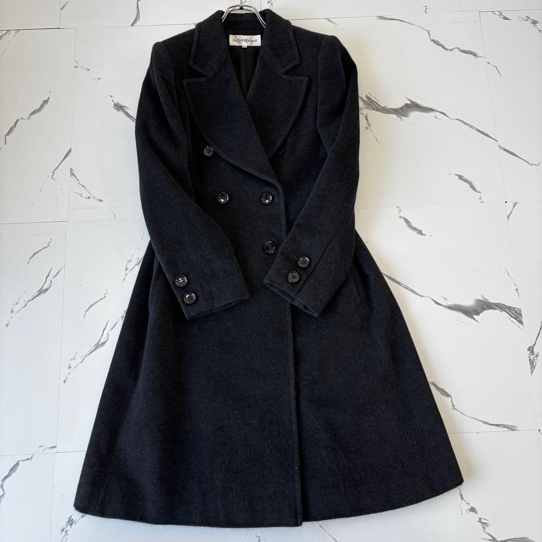 YVES SAINT LAURENT✨未使用級アンゴラ　ダブルチェスターコート