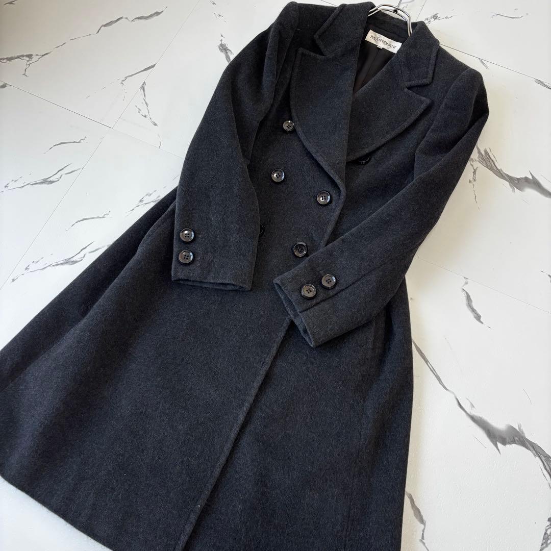 YVES SAINT LAURENT✨未使用級アンゴラ　ダブルチェスターコート