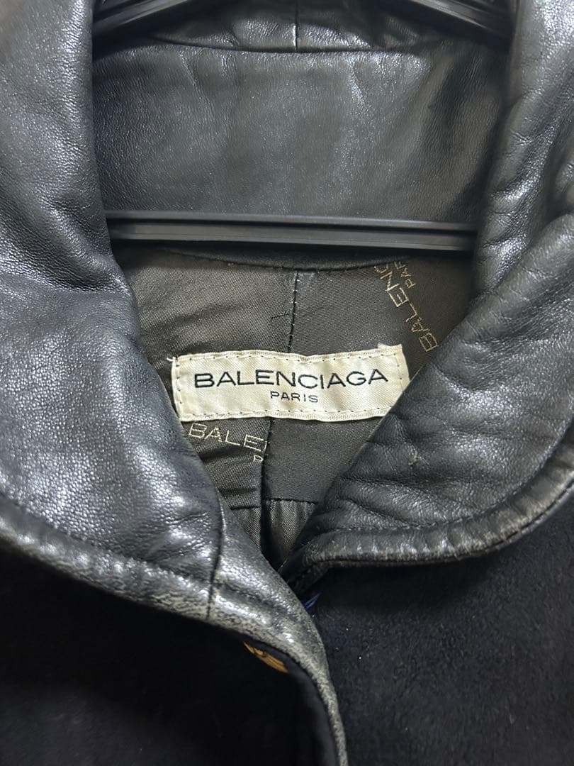 BALENCIAGA レザー 切替 ロングコート