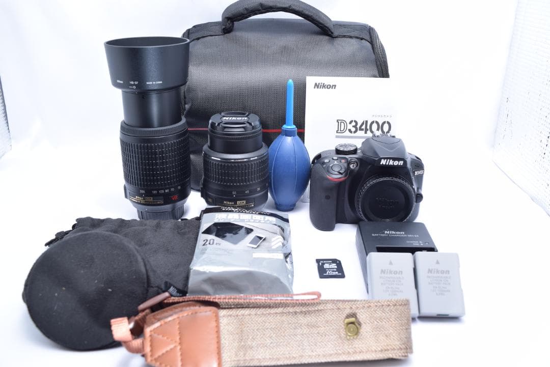 ②Nikon D3400 デジタル一眼レフ　Wレンズセット　手振れ補正レンズ付き