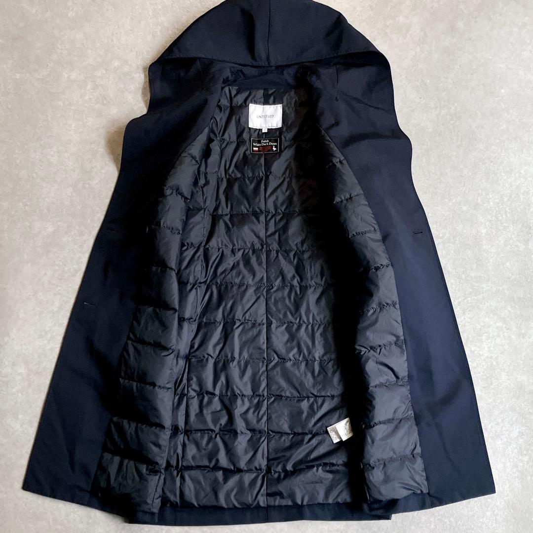 美品 アンタイトル ホワイトダックダウンフーデッドコート 超軽量 ノンステッチ