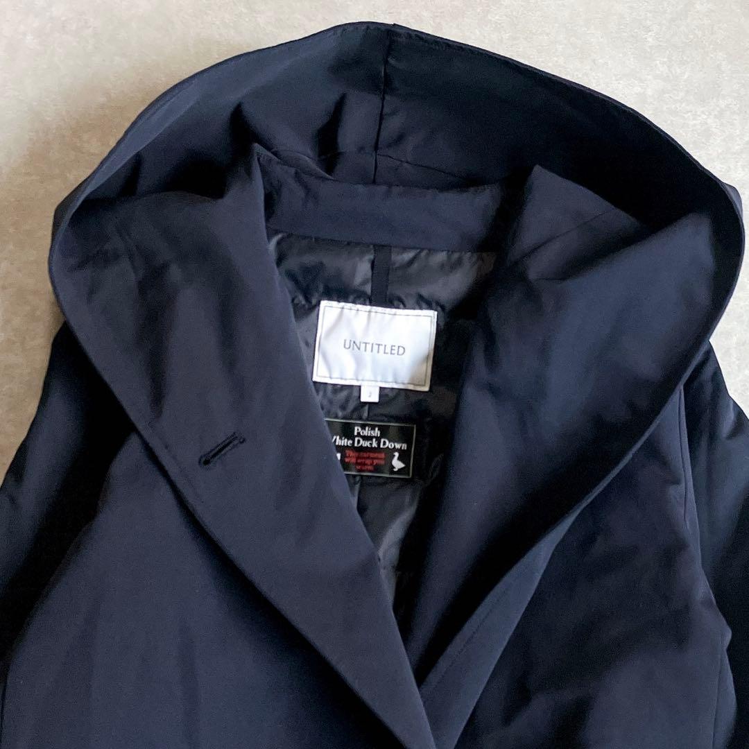 美品 アンタイトル ホワイトダックダウンフーデッドコート 超軽量 ノンステッチ