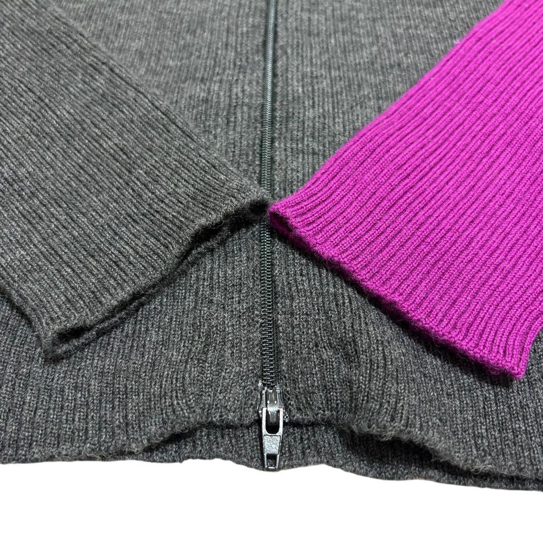 美品　Yohji Yamamoto ハイネック　ジップ　ニット　パープル