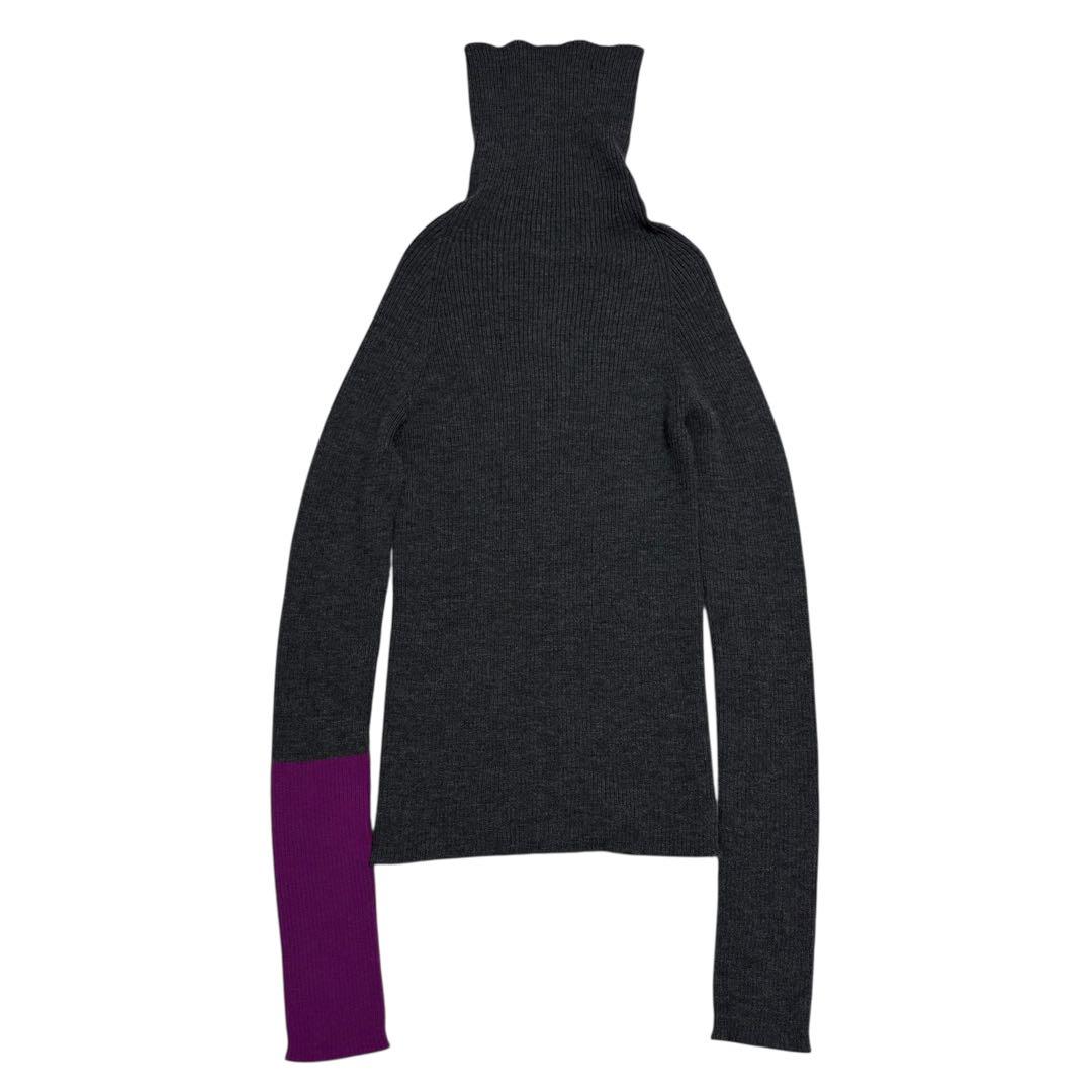 美品　Yohji Yamamoto ハイネック　ジップ　ニット　パープル