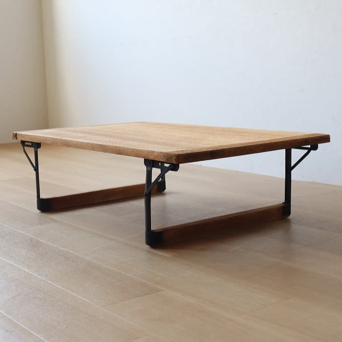 アンティーク ラワン材 折り畳み ローテーブル ちゃぶ台 古家具 レトロ