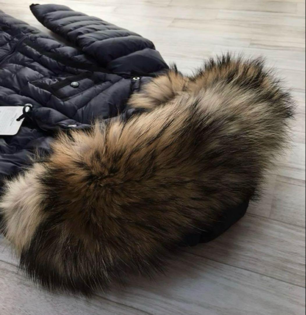 【新品本物】サイズ0 モンクレール エルミファーネイビー ラクーンファー