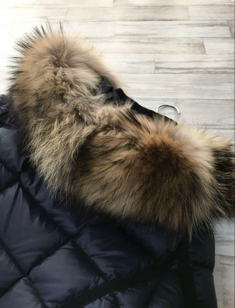 【新品本物】サイズ0 モンクレール エルミファーネイビー ラクーンファー