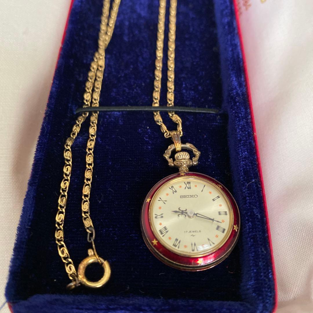 動作未確認/レア　美品　セイコー/SEIKO 17石　ネックレス時計