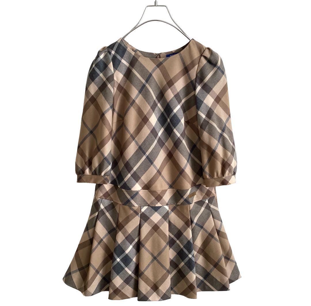 未使用品 バーバリーブルーレーベル ノバチェック ワンピース 36 ロゴプレート