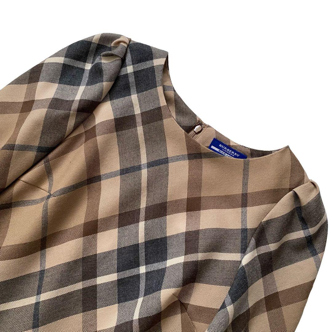 未使用品 バーバリーブルーレーベル ノバチェック ワンピース 36 ロゴプレート